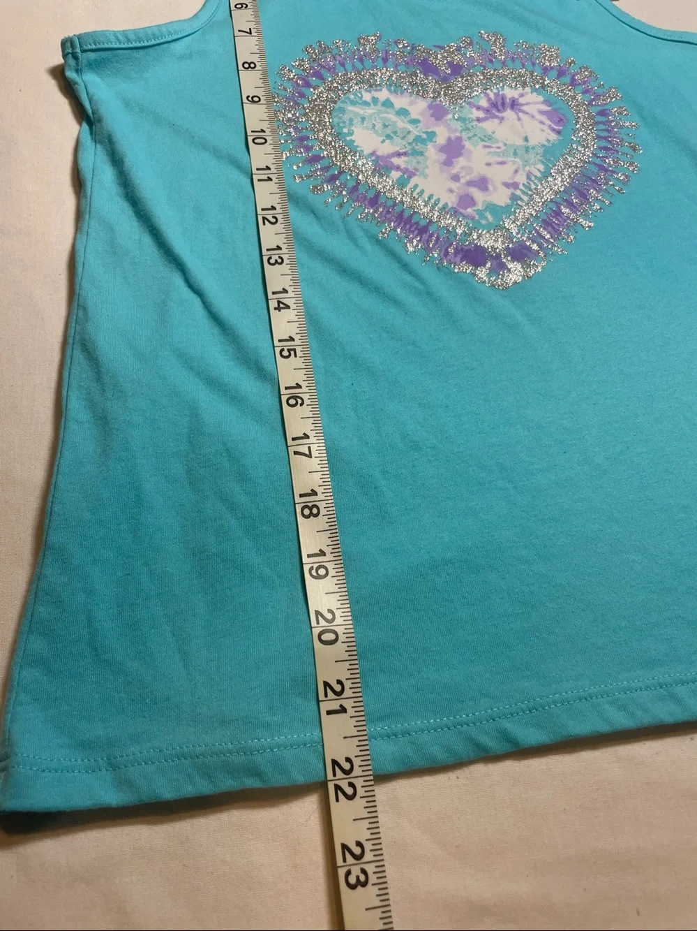 The Children's Place Turquoise Tank Top with Heart Tie-Dye Applique